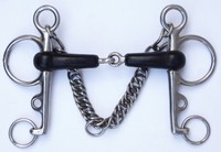 Pelham, Kandare, Pelham Gebiss, 12,5cm Breite, 18mm Gummi Edelstahl, inkl. Kette