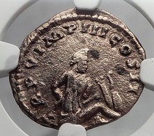 LUCIUS VERUS 165AD Rome PARTHIA Victory Ancient Silver Roman Coin NGC i59947