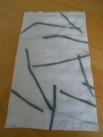 Stoff Rest WIND "FLAMINGO" handgefertigt Leinen 36 x 22 cm weiß/grau zum Basteln