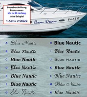 Bootsbeschriftung Namen GFK  Boot  Set 2-teilig 14 schöne Schriften zur Auswahl