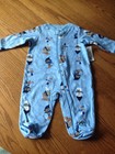 Nwt Faded Glory 0-3 Months Boys Blue Snowman Cotton Sleeper Pajamas 