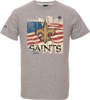 NFL Football T-Shirt NEW ORLEANS SAINTS grau USA Flagge von Majestic