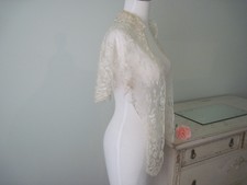 Lovely Antique Floral Embroidered Lace Wedding Cape/Shawl And Sleeves