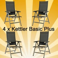 4 x Kettler Basic Plus Klappsessel Sessel Multipositionssessel Gartenstühle NEU