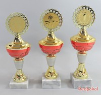 3er Serie Pokale in Rot-Gold 25 - 27 cm inkl. Gravur und Emblem L70