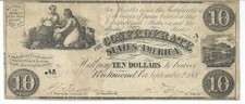 Rare T-28 Csa 1861 Confederate $10 Locomotive Bank Note Cr230 #92873