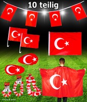 10 Teile DEKO Fan-Set TÜRKEI Türkiye Bayrak Fahne Flagge Party WM EM Fanartikel