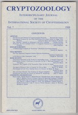 International Society of Cryptozoology Journal 7 1988 Snowman Loch Ness Monster