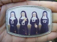 Vtg PIGFACE Belt Buckle EASY NUNS Atkins ART Concert TOUR Dolls Music RARE VG++