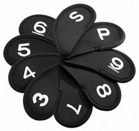 Schlägerhauben für Eisen 3-SW | Iron Headcover aus Neopren ( 9 Stück ) schwarz
