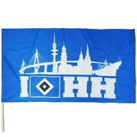 HSV Hamburger SV Stockfahne Hamburg Skyline HSV Logo Raute Fahne 120 x 80 Neu