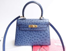 hermes kelly 20cm ostrich blue sapphire with gold hardware hermes kelly 20cm ostrich blue sapphire with gold hardware