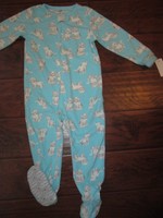 Carter's blue Fleece KITTY CAT Footed Pajamas PJ's Footie's 4T NEW