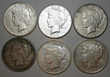 Lot Of 6 , 3 X 1922 S & 3 X 1922 D Peace Silver Dollars Untouched Finish