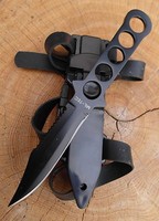 TAUCHERMESSER mit BEINHOLSTER - SCHWARZ - GANZSTAHL - Diver Knive