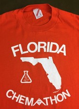 True Vintage 80s 90s Florida Chemathon Chemistry Graphic Orange Jerzees T-Shirt