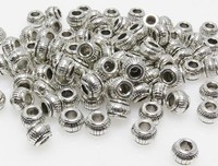 100x Metallperlen 5x7mm Spacer Großlochperlen altsilber Metall Perlen -7041