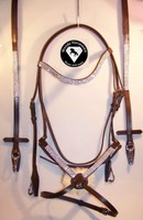 Luxus mexikanisch Trense Leder braun viel weißer Strass Showtrense NEU VB WB XWB