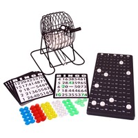 BINGO Spiel-Set mit Bingomühle Metall-Trommel und Zubehör Lotto Bingotrommel