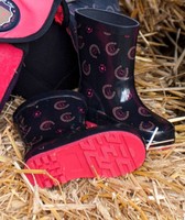 Kinder Stiefel Reitstiefel Gummistiefel Champ HKM dunkelblau/pink 23-34 NEU