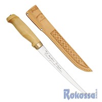Finnisches Filetiermesser, Klinge 19 cm, Holzgriff, Lederscheide 903019