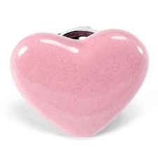 4 Pink Heart Cabinet Knobs Kitchen Drawer Pulls Ceramic Nursery Furniture #C08