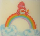 Vintage CARE BEARS 3 x 3inch Square Cube CANDLE UNUSED Cheer Funshine Rainbow