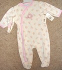 One-Piece Sleep & Play + Headband (Baby Girls 6-9M) PINK Teddy Bear bon bébé NWT