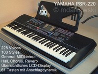 Yamaha PSR-220 Keyboard 61 Tasten Anschlagdynamik Midi