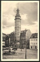 alte AK Gera, Markt mit Rathaus 1937 
