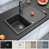 Granit Spüle Küchenspüle Einbauspüle Auflage Spülbecken+Drehexcenter+Siphon
