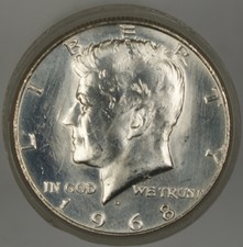 1968 D Kennedy Half Dollar Bu Roll 40% Silver 20 Coins