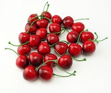 Yueton Pack of 25 Artificial Lifelike Simulation Small Red Black Cherries Fake