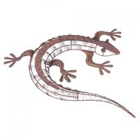 Gecko 54x59cm antik Rost Optik Metall Wand Dekoration Garten Terrasse
