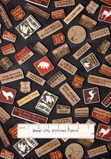 Camp Sign Fabric ~ 100% Cotton By The Yard ~ Benartex North Northwest Lodge Bear