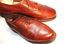 Allen Edmonds "Byron" Brown Cap Toe Shoes  Size 11.5 D Natural Rubber Soles $275