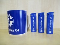 FC Schalke 04 S 04 Tasse Becher "Classic" Feuerzeug 3er Set WOW Fan WOW LOGO TOP