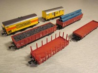 6x Fleischmann Güterwagen Rungenwagen Werbewaen usw. Spur N