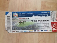 15/16 Hansa Rostock - Rot Weiss Erfurt Eintrittskarte Ticket Fussball
