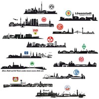 XXL-WANDTATTOOS Deutscher Vereine, Skyline + Stadion + Logo   Fußball Fanshop  