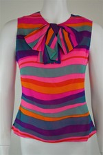 Authentic Vintage 50's Multicolor Striped Sleeveless Top Women's Size S