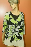 Via Appia Due Damen Tunika Gr. 48 Schwarz Grün Weiß Kurzarm neu ungetragen