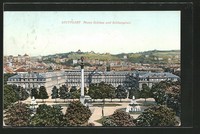 alte AK Stuttgart, Blick zum Neuen Schloss und Schlossplatz 1908 