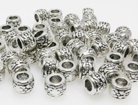 50x Metallperlen Perlen 7mm Spacer Metall Großlochperlen altsilber Bastelperlen