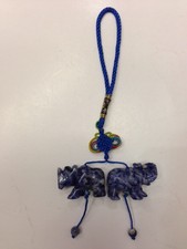 Feng Shui Blue Soldalite Rhinoceros & And Elephant Keychain Set