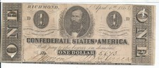 T-62 Csa 1863 Confederate $1 C.C. Clay #5673 Cr 484 Pink paper Plate dot D