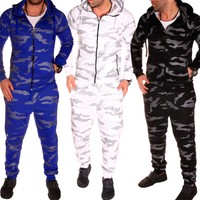 Herren Jogginganzug Jogging Hose Jacke Sportanzug Fitness Camouflage Army NEU