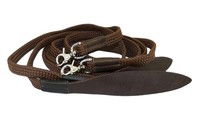 Western Zügel Polycotton flach mit Lederpopper und Snaps Split Reins braun