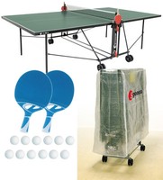 Tischtennisplatte outdoor SPONETA S 1-42 e grün im Set mit Hülle u Schlägerset