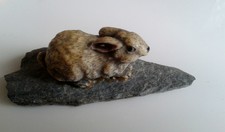 Little Brown Rabbit Sitting On A Piece Of Slate Figurine